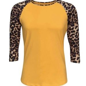 NWOT Leopard/Yellow Long Sleeve Shirt